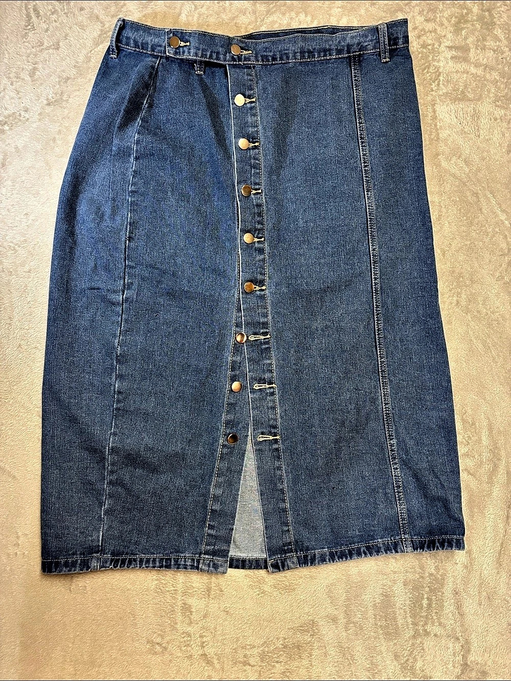 SHEIN Curve Denim Button-Front Midi Skirt Blue 2XL Like New